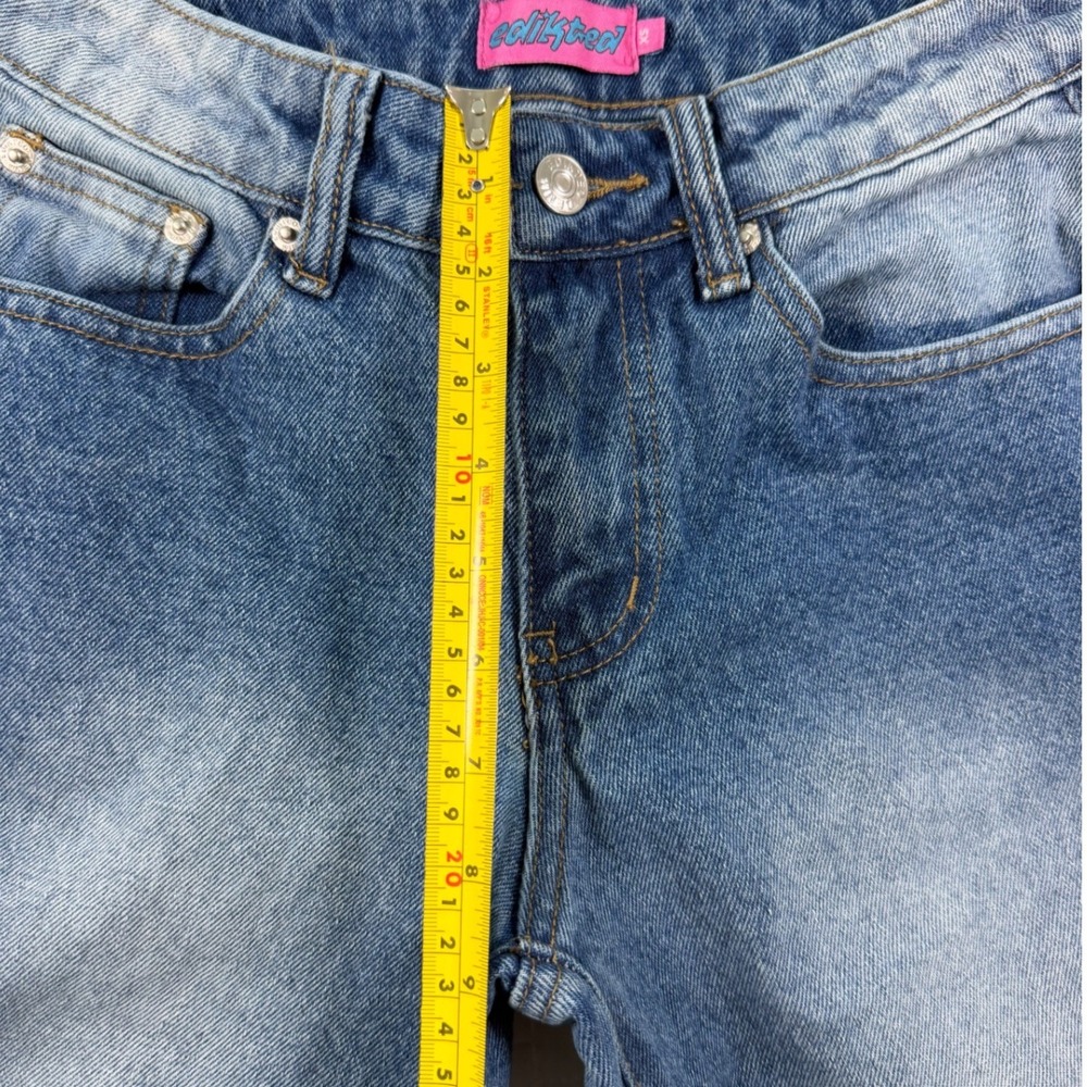 Edikted Mid Rise Wide Leg Baggy Jeans Blue Denim 26 Streetwear Skater Casual - Picture 7 of 9
